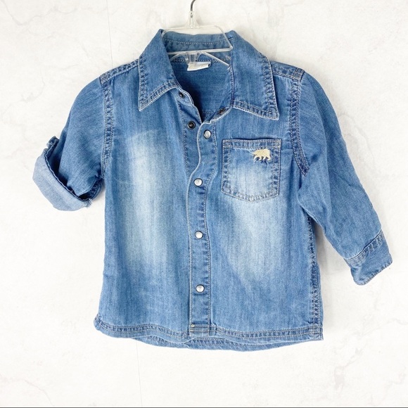 [Lindex] Classic Blue Jean Button Down Top - Picture 1 of 2